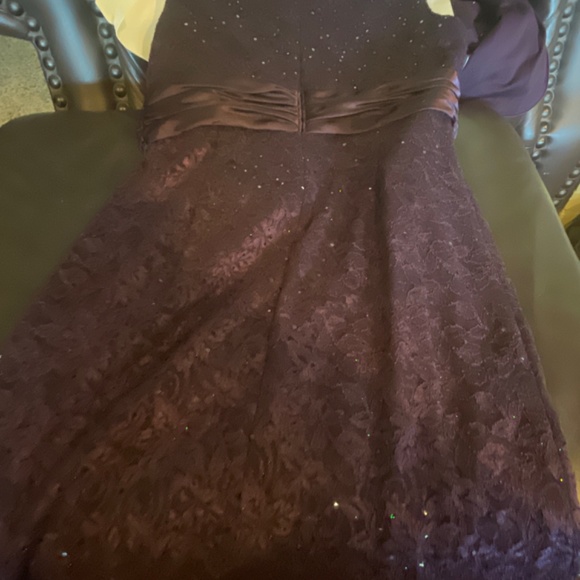 Two piece purple lace formal dress with rhinestone pin - Picture 5 of 8